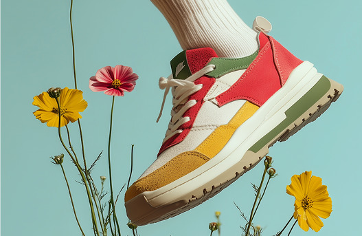 Zapatilla de Tramontana suspendida entre flores silvestres